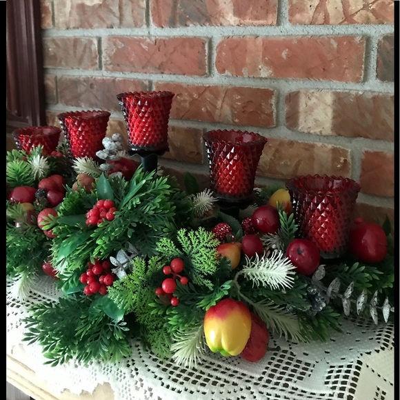 Rare 1970’s Christmas Ruby Glass Candle Centerpiece - Picture 16 of 16